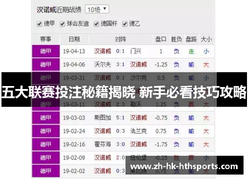 五大联赛投注秘籍揭晓 新手必看技巧攻略
